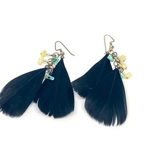 Black feather earrings